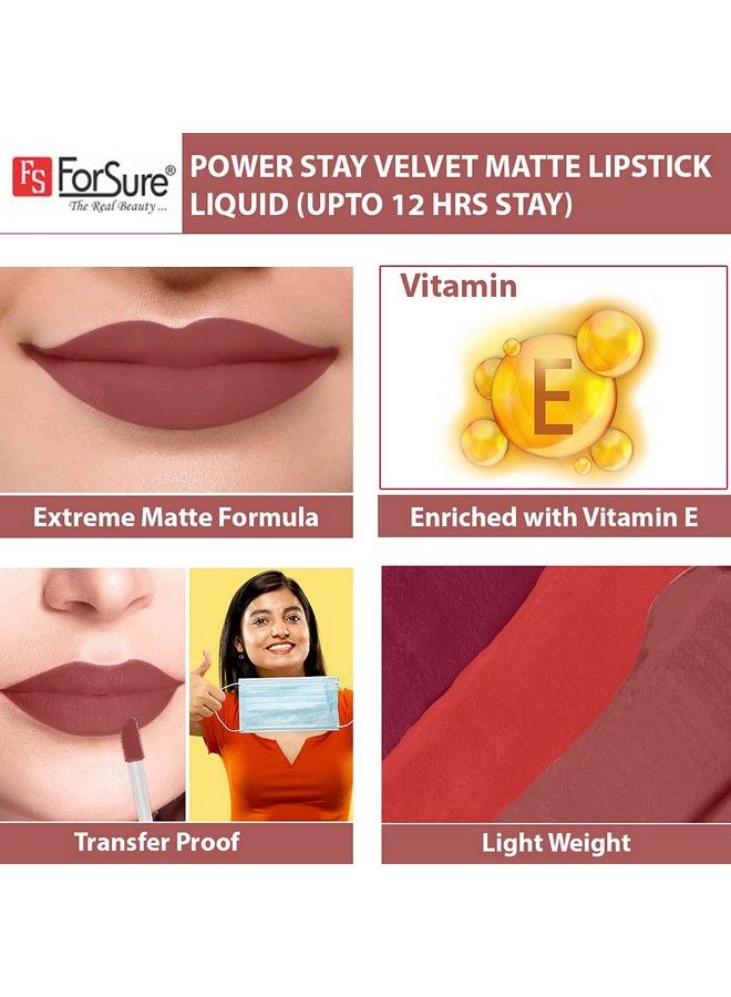 FORSURE أحمر شفاه سائل مطفي فائق بقاء (حتى 12 ساعة) ومقاوم للماء لون سائل طويل الأمد كراميل نود 21 - Image 5