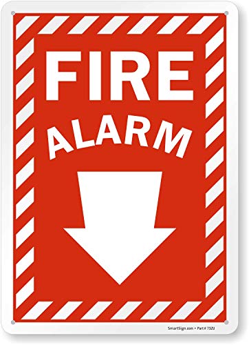 SmartSignS1564PL14 Fire Alarm Sign With Down Arrow 10 x 14 Plastic - Image 1