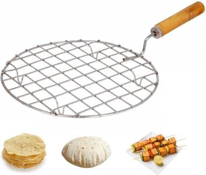 FINALITY Stainless Steel Big Papad Roaster Chapati Roti Jali with Wooden Hendel (2) - Image 3