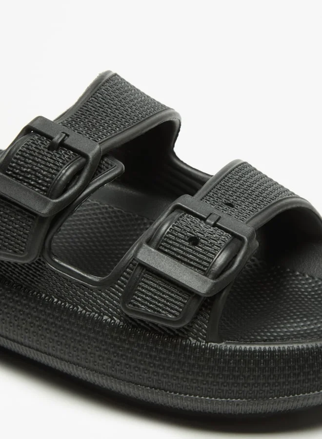 Flora Bella By Shoexpress Textured Slip-On Sandal with Buckle Detail