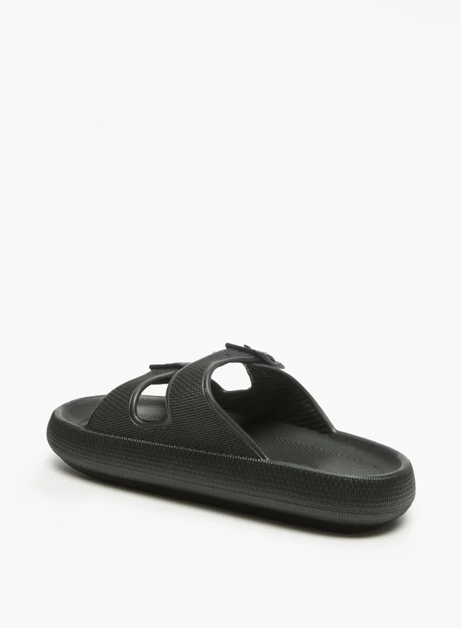 Flora Bella By Shoexpress Textured Slip-On Sandal with Buckle Detail