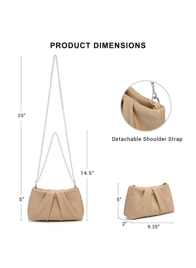 DASEIN Elegant Pleated Evening Bag Soft Vegan Leather Clutch Purse Dressy Formal Handbag For Women (Taupe) - Image 4