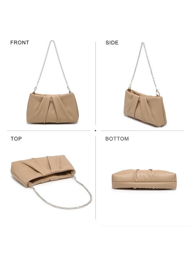 DASEIN Elegant Pleated Evening Bag Soft Vegan Leather Clutch Purse Dressy Formal Handbag For Women (Taupe) - Image 3