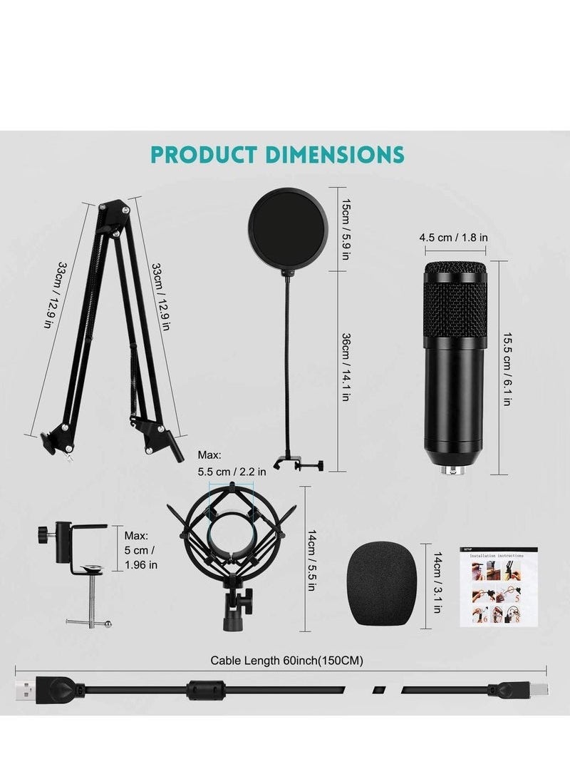 TIGER USB Condenser Microphone Kit for PC & Laptop – 192kHz/24Bit Professional Cardioid Mic with Adjustable Scissor Arm, Shock Mount & Pop Filter – Ideal for YouTube, Gaming, Podcasts, Streaming -- Voiceover & Karaoke Recording  - Image 2