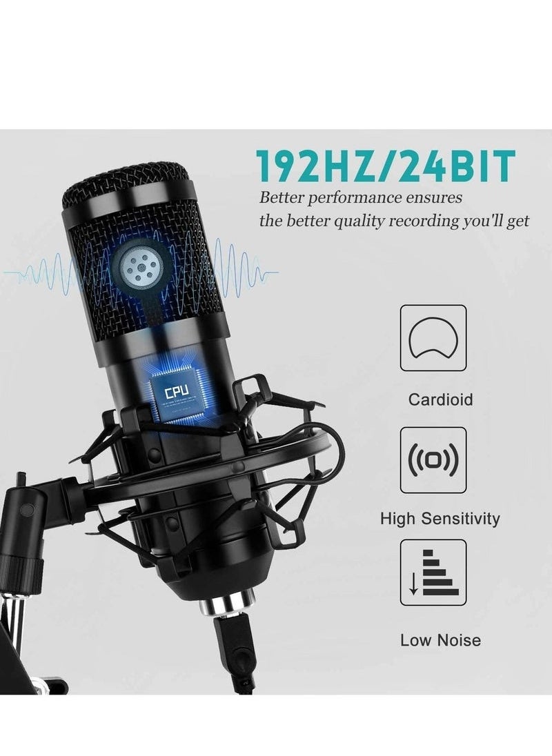 TIGER USB Condenser Microphone Kit for PC & Laptop – 192kHz/24Bit Professional Cardioid Mic with Adjustable Scissor Arm, Shock Mount & Pop Filter – Ideal for YouTube, Gaming, Podcasts, Streaming -- Voiceover & Karaoke Recording  - Image 5