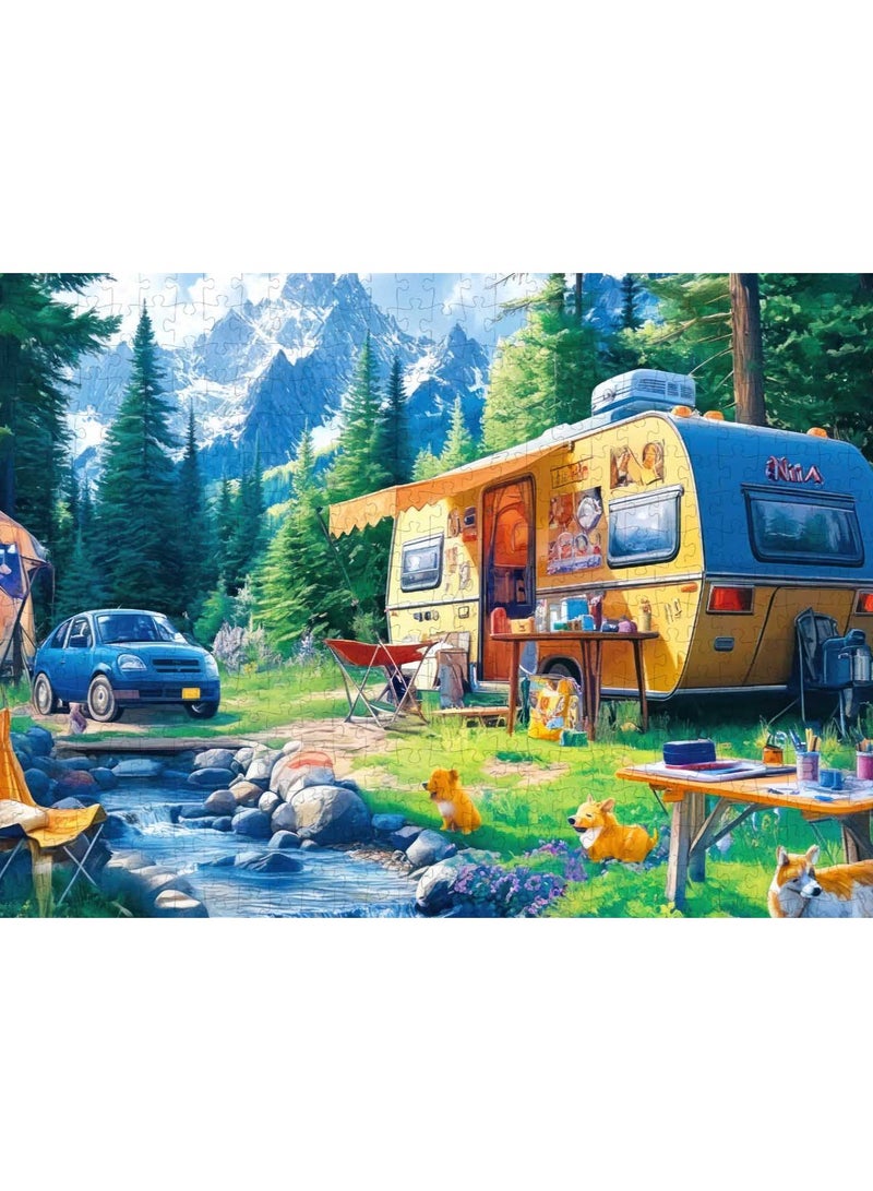 ZEPONOVA 1000-Piece Family Camping Jigsaw Fun Puzzle – Challenging Brain Teaser & Stress Relief & Decorative Art for kid Early Education Development Toy Set, 700x500mm - Image 2