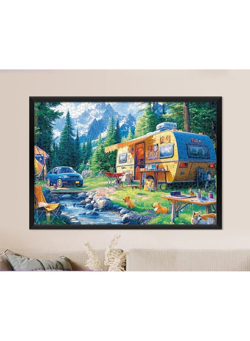 ZEPONOVA 1000-Piece Family Camping Jigsaw Fun Puzzle – Challenging Brain Teaser & Stress Relief & Decorative Art for kid Early Education Development Toy Set, 700x500mm - Image 5