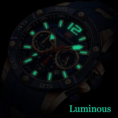MF MINI FOCUS Men Watch, Chronograph Waterproof Sport Analog Quartz Watches Red Silicon Strap Fashion Wristwatch for Men - Image 4