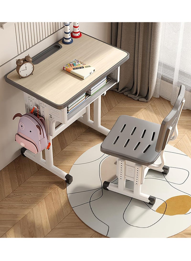 ZUIHAO ZUIHAO Home Adjustable Height Children Kids Study Desk and Chair Set Multifunctional School Student Writing Desk Study Table with Storage Drawer Sturdy Reading Chair Desk for Boys and Girls - Image 2