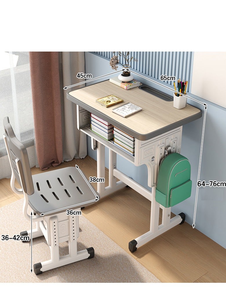 ZUIHAO ZUIHAO Home Adjustable Height Children Kids Study Desk and Chair Set Multifunctional School Student Writing Desk Study Table with Storage Drawer Sturdy Reading Chair Desk for Boys and Girls - Image 3