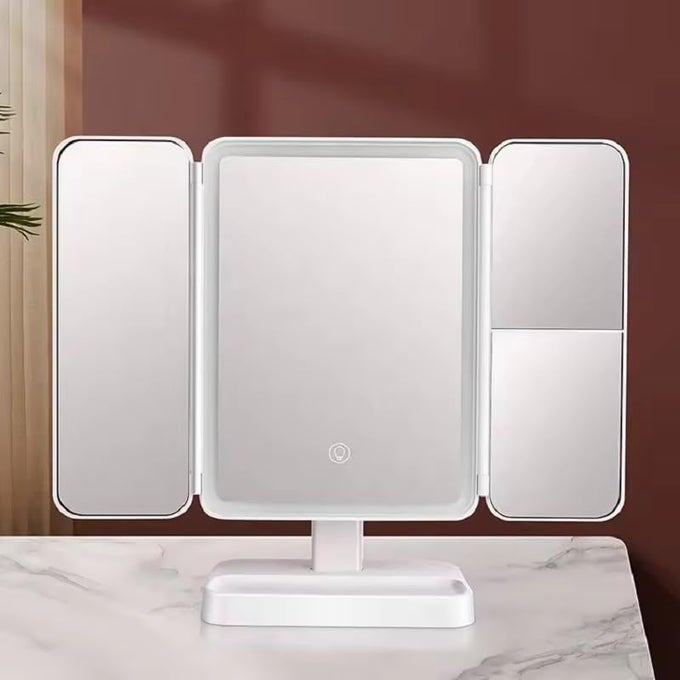 VANITY LED LIGHTED TRAVEL MAKEUP MIRROR DESKTOP MAGNIFIED MAKE UP MIRROR WITH LIGHTS COSMETIC MIRROR FOR HOME AND BEAUTY SALON