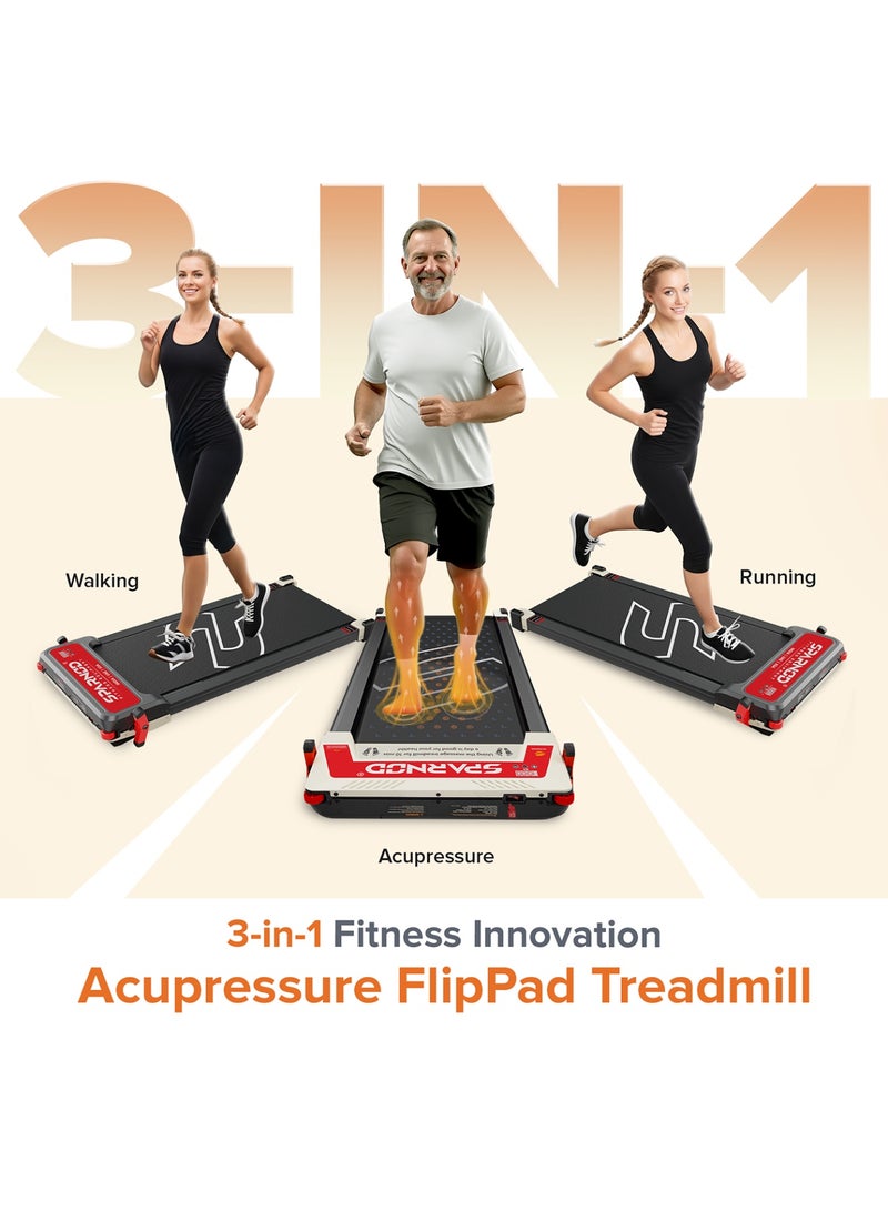 Sparnod Fitness STH-3003 3-in-1 Double-Sided Walking Pad Treadmill for Home Use with Acupressure Massage Pad, 1-6 km/h, 5 Massage Speed Modes, LED Display, Incline, 2.5 HP Motor, Supports Up To 120 kg  - Image 2