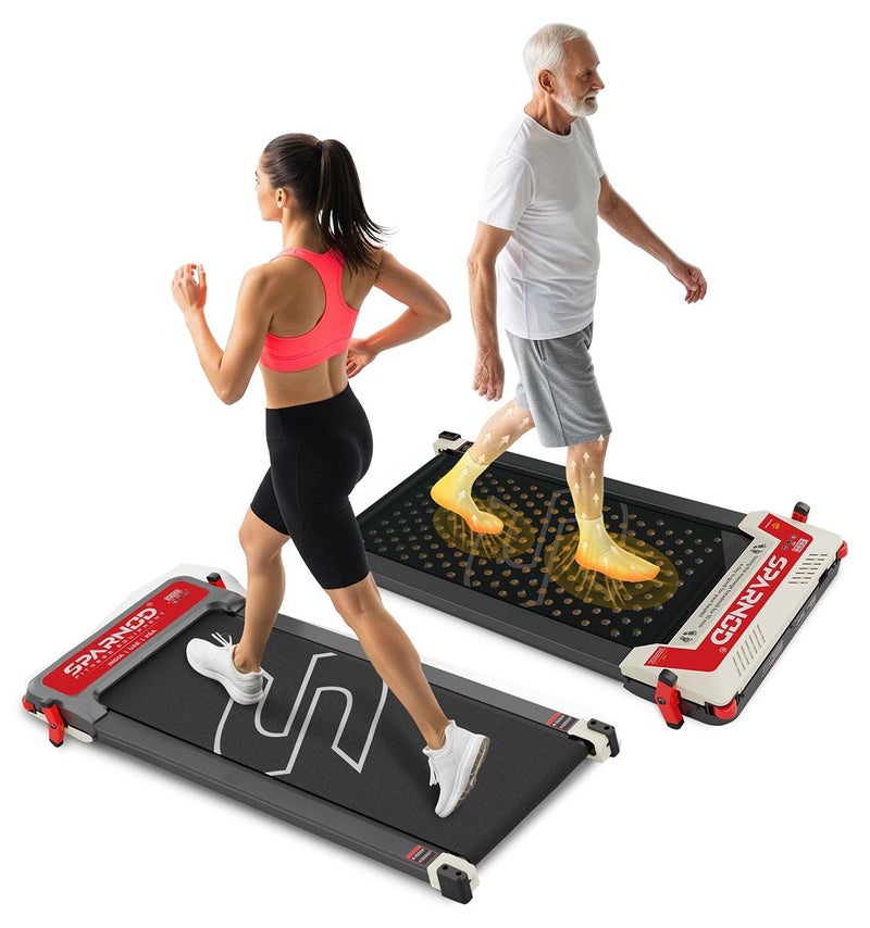 Sparnod Fitness STH-3003 جهاز مشي مزدوج الجوانب 3 في 1 للاستخدام المنزلي مع وسادة تدليك بالضغط، 1-6 كم/س، 5 أوضاع سرعة تدليك، شاشة LED، ميل، محرك 2.5 حصان، يدعم حتى 120 كجم - Image 1