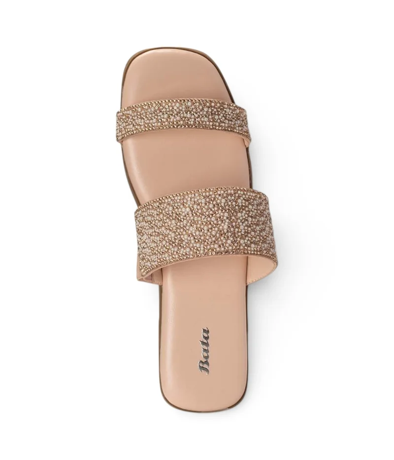 Bata  Textured Dual‑Strap Slide Sandals for Women | Best Price UAE