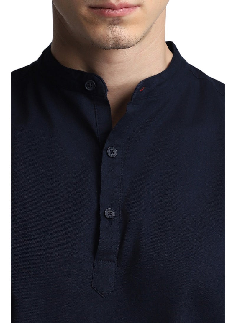 Dennis Lingo Navy Casual Shirt for Men, 100% Cotton, Slim Fit - Image 5