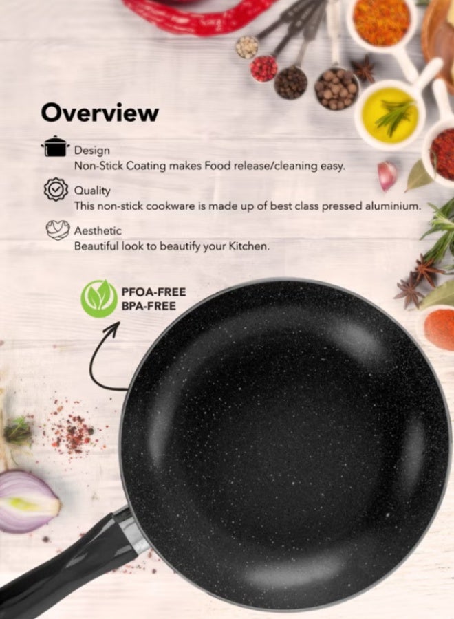 Grandi Grandi Frying Pan set 2 pes 16-22  7Layer Granite Coating Non-Stick Surface - Bakelite Handle - Black and gray  - Image 4