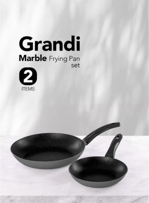 Grandi Frying Pan set 2 pes 16-22  7Layer Granite Coating Non-Stick Surface - Bakelite Handle - Black and gray