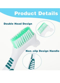 WLLHYF WLLHYF 2Pack Denture Brush Denture Toothbrushes Double Sided Denture Cleaning Brush Set Premium Hygiene Denture Cleaner Set Multi-Layered Bristles Rubber Handle (Green/Purple)  - Image 3