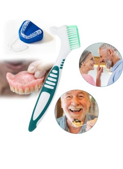 WLLHYF WLLHYF 2Pack Denture Brush Denture Toothbrushes Double Sided Denture Cleaning Brush Set Premium Hygiene Denture Cleaner Set Multi-Layered Bristles Rubber Handle (Green/Purple)  - Image 4