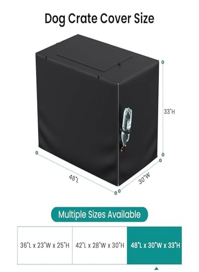 BROSYDA Dog Crate Cover, Kennel Cover Fits 48 Inch Wire Crate, Heavy Duty 600D Oxford Fabric Dog Cage Cover with Top Window and Drinking Hole Design, Black - Image 2
