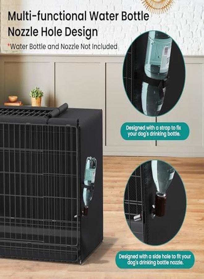 BROSYDA Dog Crate Cover, Kennel Cover Fits 48 Inch Wire Crate, Heavy Duty 600D Oxford Fabric Dog Cage Cover with Top Window and Drinking Hole Design, Black - Image 5