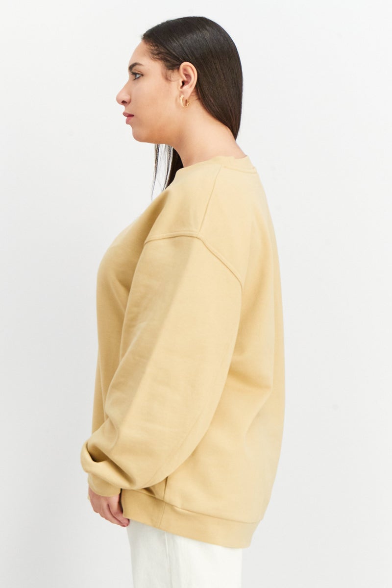 Stockholm Atelier by & Other Stories Women Crew Neck Long Sleeves Textured Sweater, Tan - Image 2