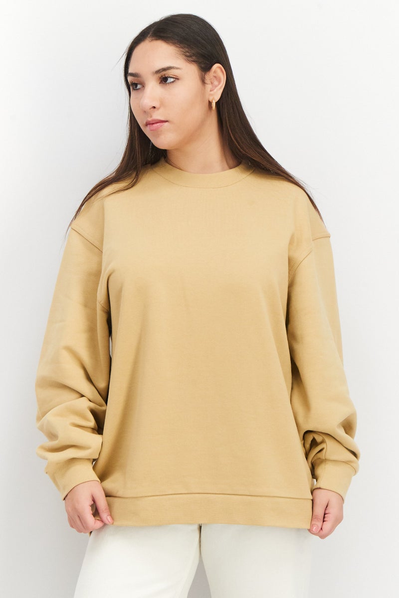 Stockholm Atelier by & Other Stories Women Crew Neck Long Sleeves Textured Sweater, Tan - Image 1