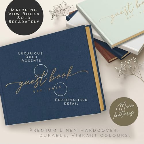 ARTESORI Custom 2025 Wedding Guest Book for Reception — Navy Gold-Foiled Guestbook to Sign in, Elegant Baby Shower Guest Book for Party & Birthday — Photo & Polaroid Guest Book for Wedding & Bridal Shower - Image 2