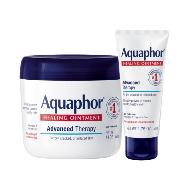 Aquaphor Aquaphor Healing Ointment Advanced Therapy Skin Protectant Skin Care Set Body Moisturizer for Dry Skin Minor Cuts and Burns Dry Cuticles Cracked Heels Hands and Lips 14 Oz Jar  175 Oz Tube