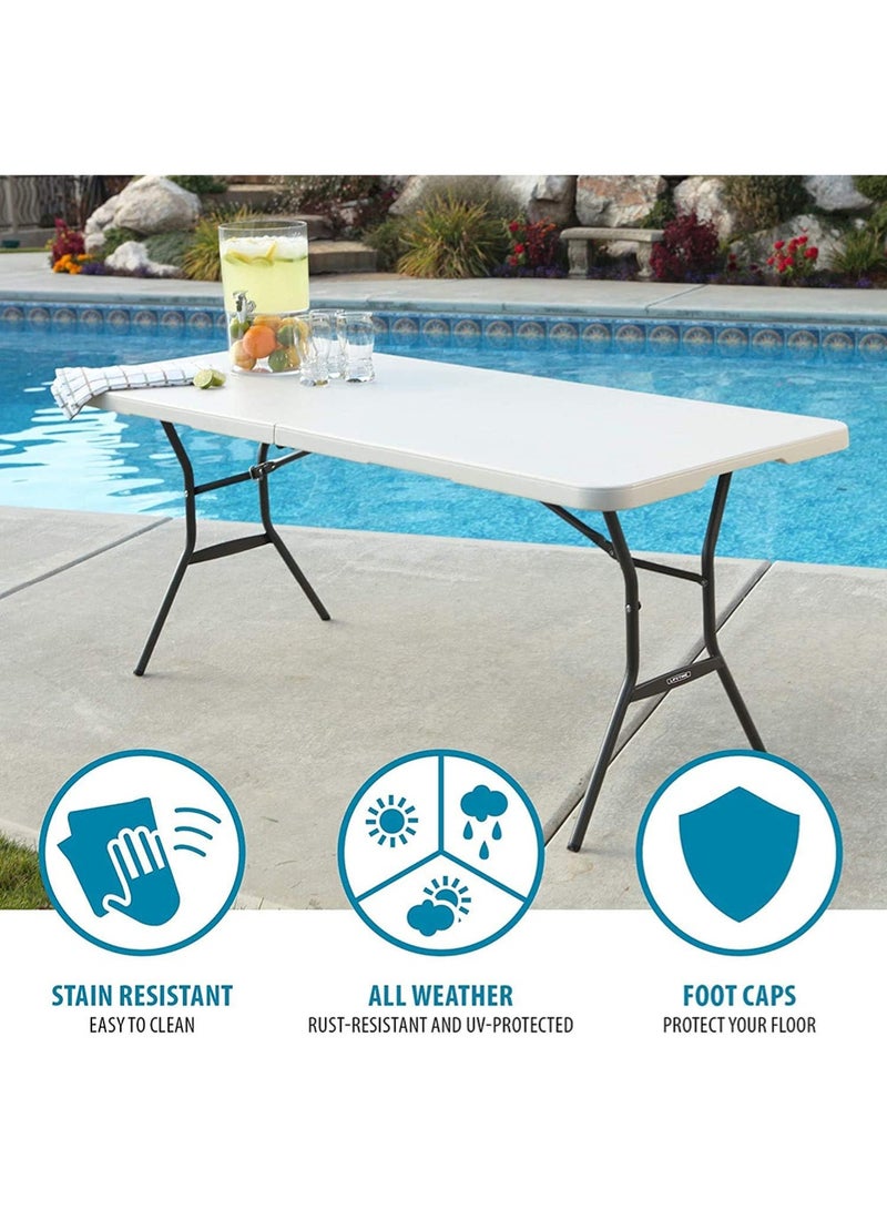 إيه جي دي طاولة طعام قابلة للطي، للاستخدام الداخلي والخارجي للتخييم والنزهات والحديقة 74x74x180 سم - Image 2