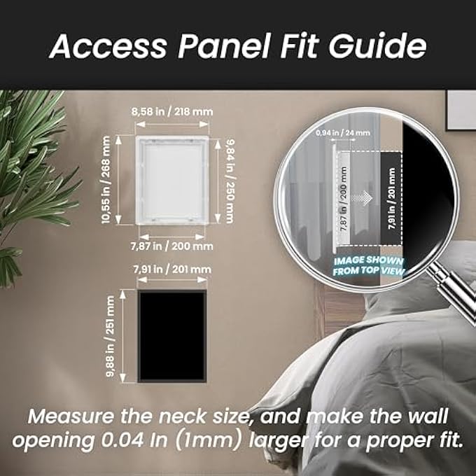 200 X 250 MM PLASTERBOARD ACCESS PANEL  WHITE PLASTIC INSPECTION HATCH FOR WALLS & CEILINGS, BATH PANEL & FUSE BOX COVER CABINET, ACCESS HATCH, EASY INSTALL FOR PLUMBING & ELECTRICAL - Image 3