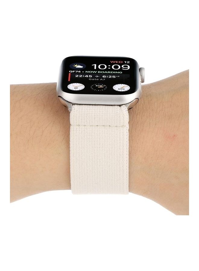 إسكدنيا Solid Colour Silicone Replacement Strap Watchband For Apple Watch Series 1/2/3/4/5/6/7/SE 42-44-45mm White - Image 4