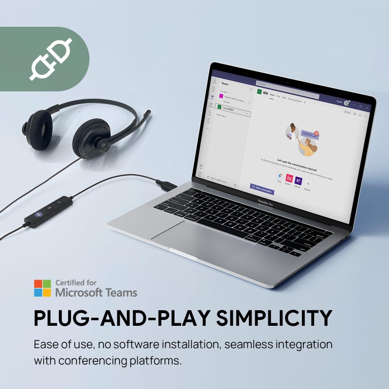 Yealink UH34 USB Headset with Mic,Stereo Wired Headphones with Noise Cancelling Microphone,Professional Work Headset VoIP Phone PC Computer Call Center Office(Ultra Light) - Image 5