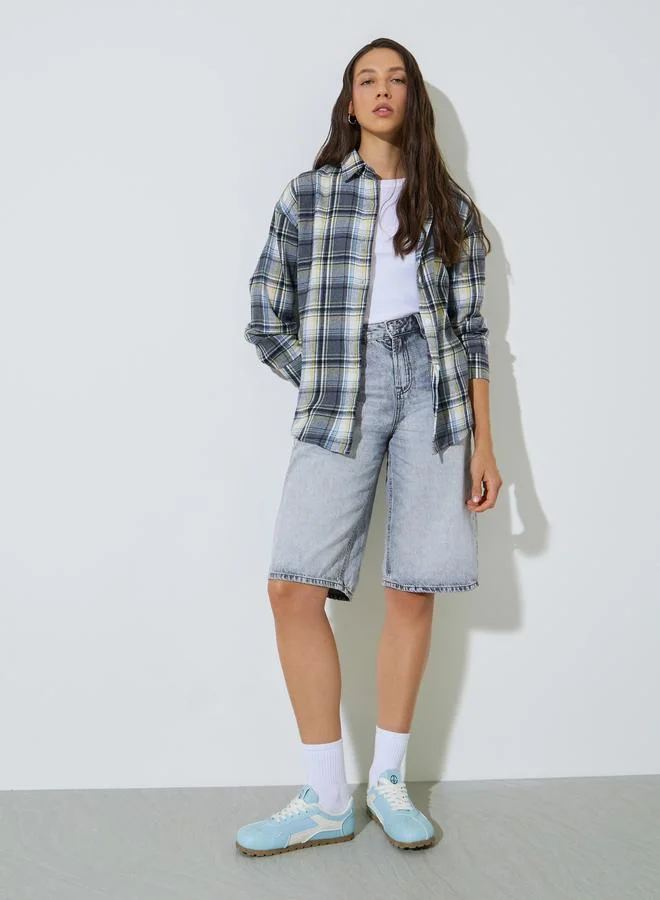ستايلي Multi Plaid Long Sleeve Casual Shirt