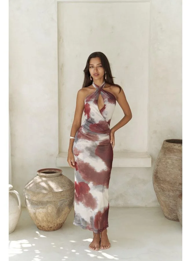 Bohemai  Keefnes Curved Burgundy Long Dress. for Women | Best Price UAE