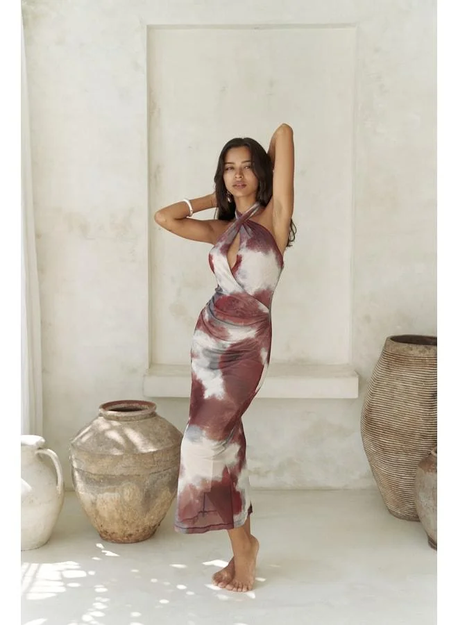 Bohemai  Keefnes Curved Burgundy Long Dress. for Women | Best Price UAE