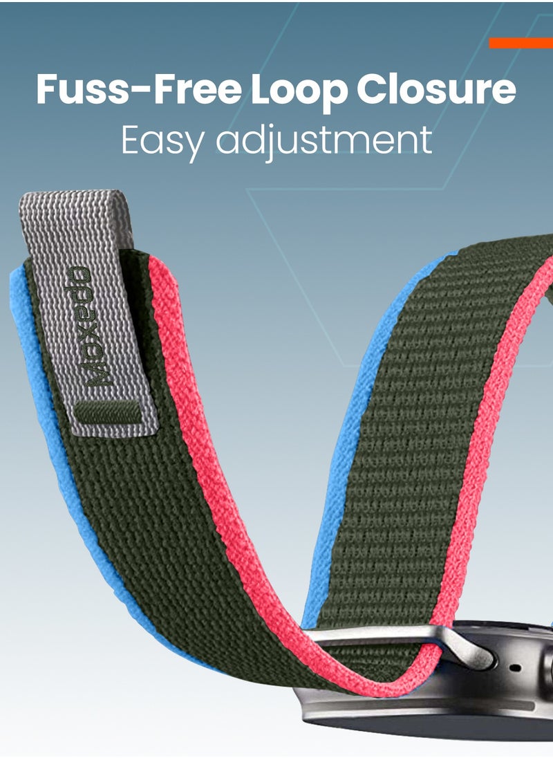 Moxedo - Moxedo Trail Loop Watch Band Adjustable Sports Nylon Woven with Convenient Pull Tab Compatible with Apple Watch Band Series 8/7/6/5/4/3/2/1/SE Ultra design for 44mm/45mm/49mm (Red/Blue) - Image 1