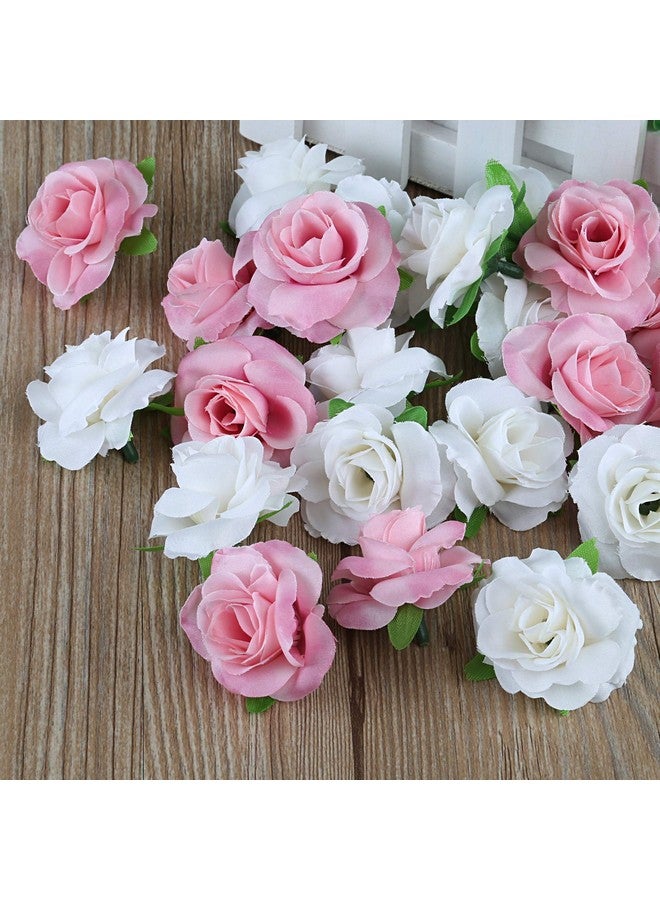 Kesote Kesoto 50pcs Mini Pink and White Roses Artificial Flowers Bulk, 1.6" Small Silk Fake Roses Flower Heads for Decoration, Crafts, Wedding Centerpieces Party Home Decor - Image 3