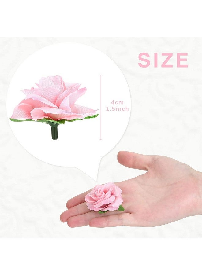 Kesote Kesoto 50pcs Mini Pink and White Roses Artificial Flowers Bulk, 1.6" Small Silk Fake Roses Flower Heads for Decoration, Crafts, Wedding Centerpieces Party Home Decor - Image 2