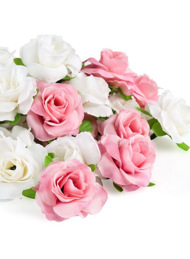 Kesote Kesoto 50pcs Mini Pink and White Roses Artificial Flowers Bulk, 1.6" Small Silk Fake Roses Flower Heads for Decoration, Crafts, Wedding Centerpieces Party Home Decor - Image 1