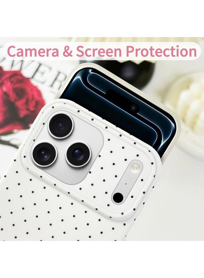 Hython for iPhone 17 Pro Max Case Cute Polka Dot Aesthetic Design Simple Cover 6.9", Thin Slim Anti-Scratch Soft TPU Bumper Shockproof Rubber Protective Phone Cases for Women Girls Girly Boys, White - Image 3