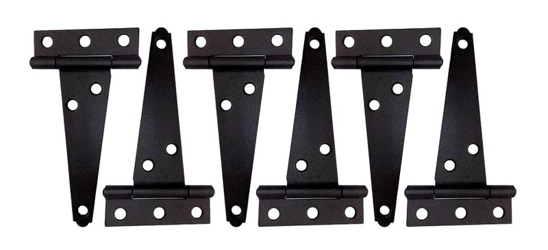 QCAA Steel Light T Hinge 3 x2516 x14mm Elegant 2Layered Frosted Matte Black Powder Coated 6 Pack