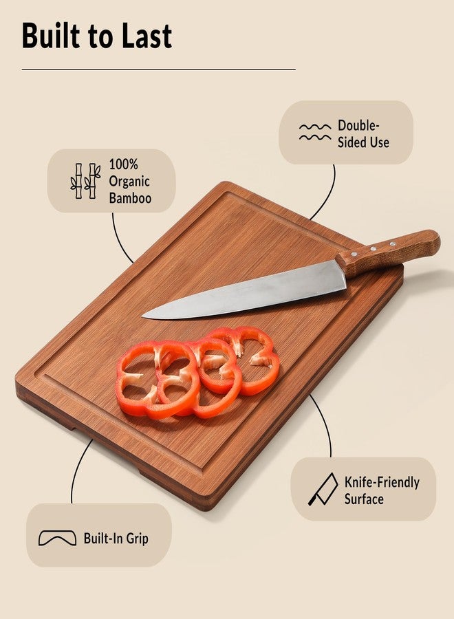 Snuvid Bamboo Cutting Board Set of 3, Wood Cutting Boards for Kitchen with Juice Grooves, Durable Chopping Board for Meat, Vegetables & Meal Prep - Image 3