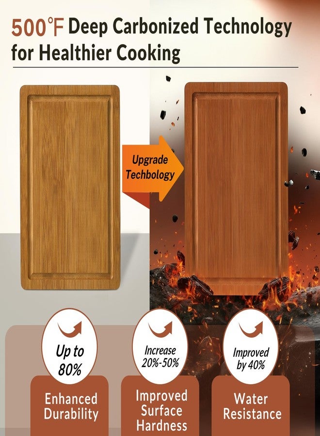 Snuvid Bamboo Cutting Board Set of 3, Wood Cutting Boards for Kitchen with Juice Grooves, Durable Chopping Board for Meat, Vegetables & Meal Prep - Image 4