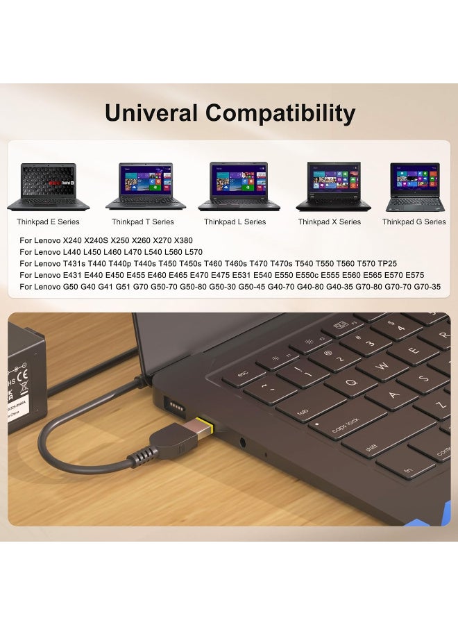 Zexen 65W AC Adapter Compatible with Lenovo Z40 Z50 G40 G50 Charger Z50-70 Z50-75 G50-70 G50-80 Thinkpad L440 L460 L470 T440 T450 T460 T470 T540 X240 X250 Laptop (Yellow Square Tip -Not Type C) - Image 2