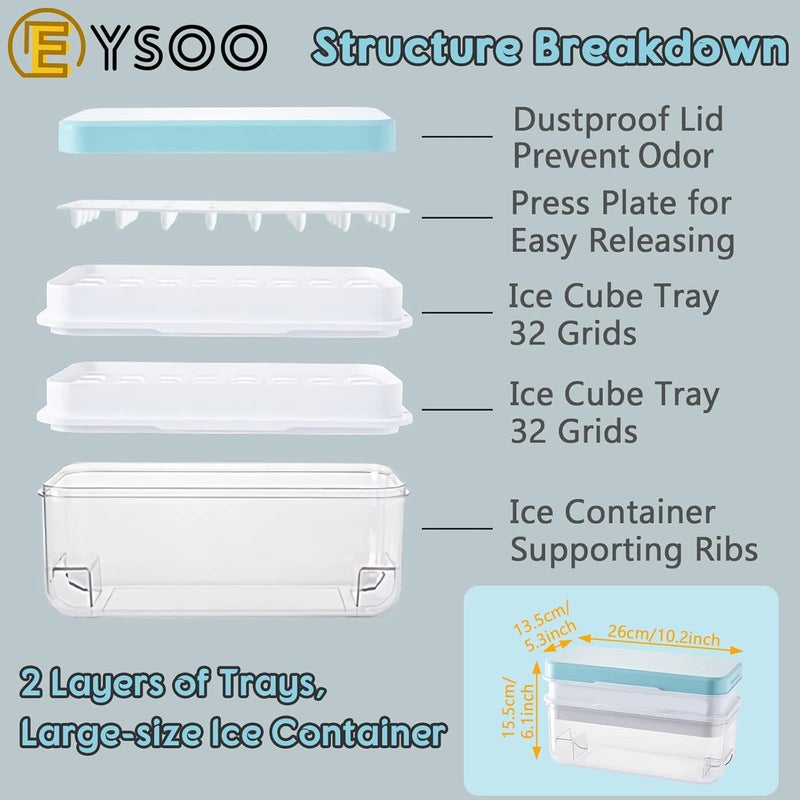 Ice Cube Tray with Lid - 64 Grids Easy-release Silicone Ice Cube Molds for Freezer - Image 3