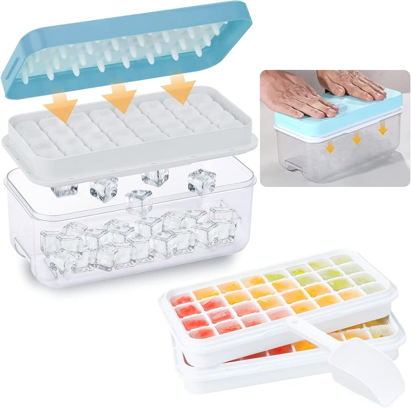 Ice Cube Tray with Lid - 64 Grids Easy-release Silicone Ice Cube Molds for Freezer - Image 1