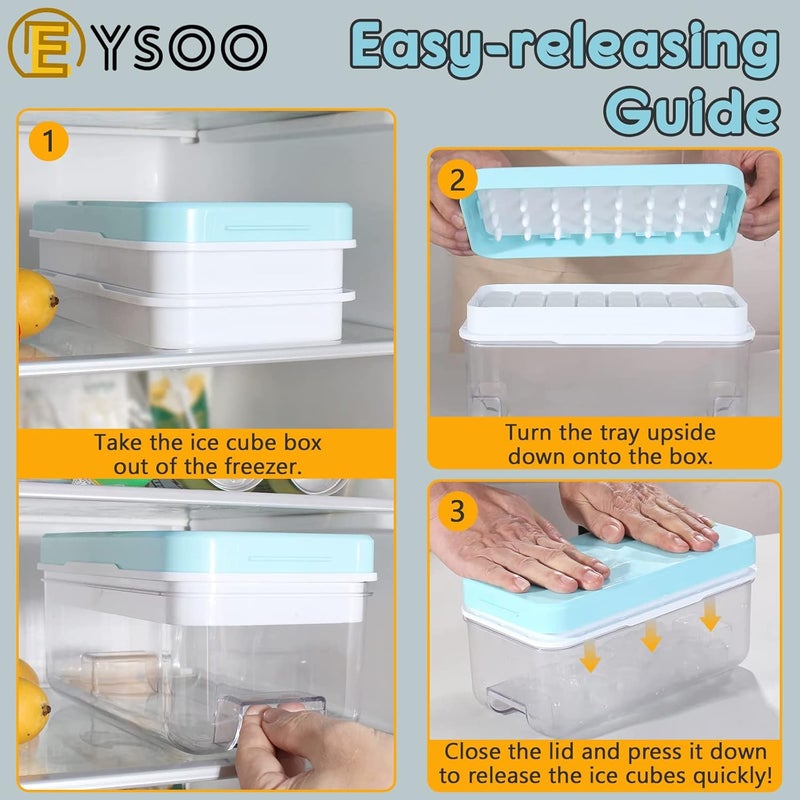 Ice Cube Tray with Lid - 64 Grids Easy-release Silicone Ice Cube Molds for Freezer - Image 2