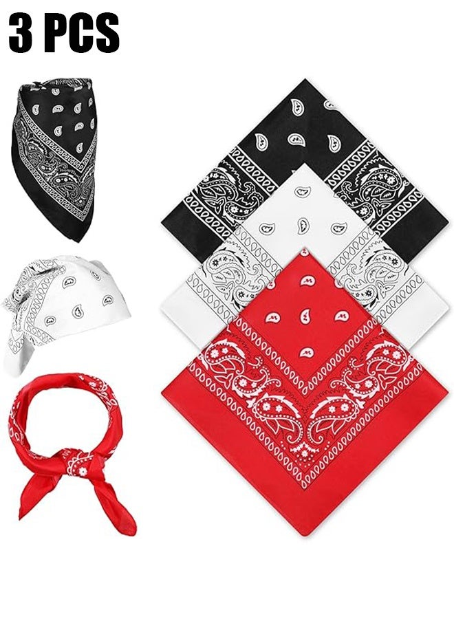 HY 3 PCS Paisley Bandanas -Head Scarf for Men and Women - Versatile Polyester-Cotton Headscarves for Parties and Cowboy Style - Image 1