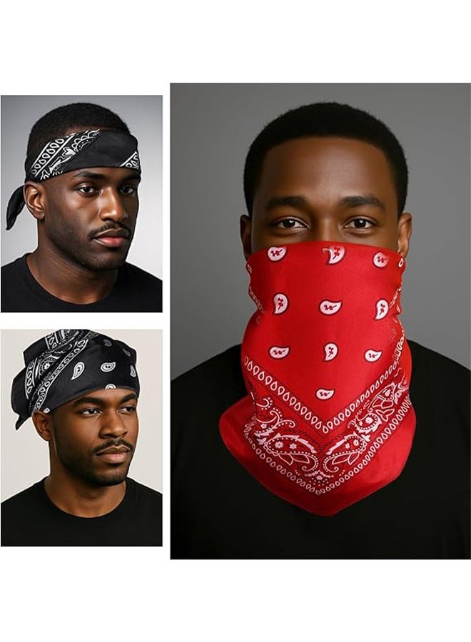 HY 3 PCS Paisley Bandanas -Head Scarf for Men and Women - Versatile Polyester-Cotton Headscarves for Parties and Cowboy Style - Image 5